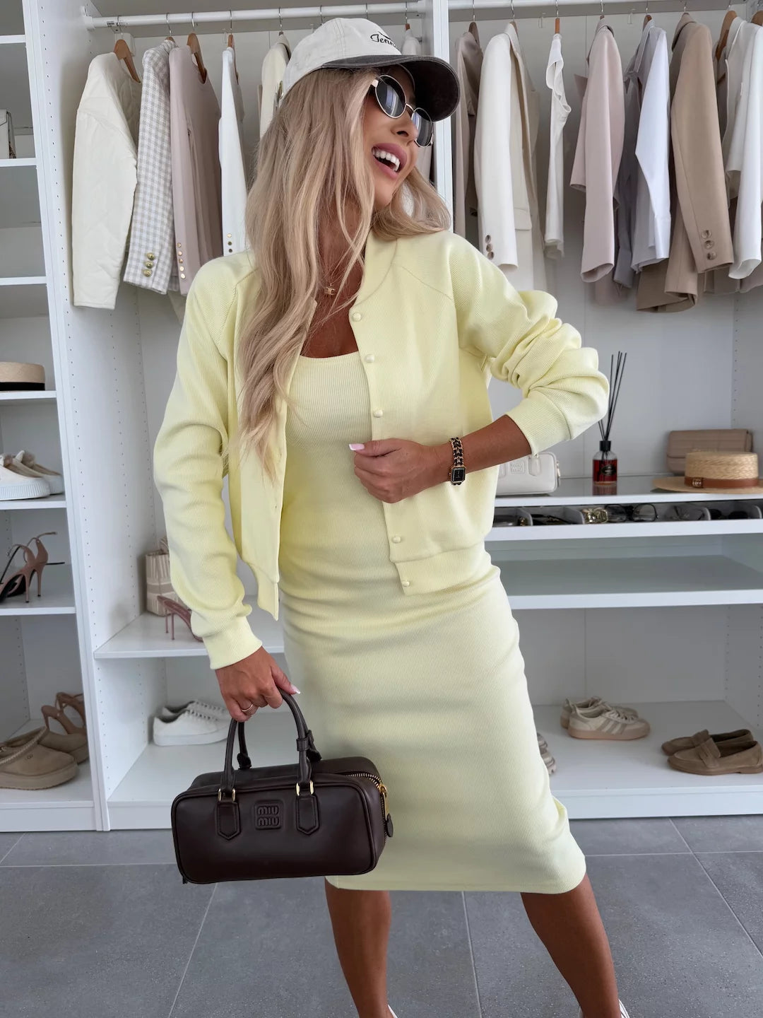 Karin™ | Ribbed Midi Dress & Bomber Jacket Set