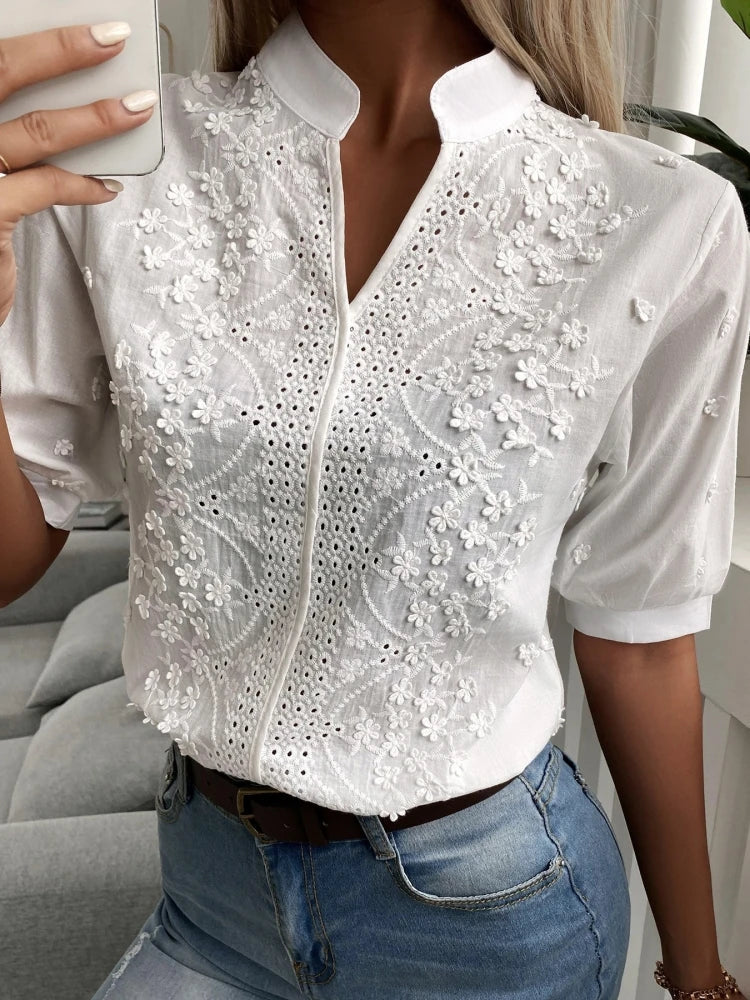Élise™ | Mila Blouse with Delicate Embroidery