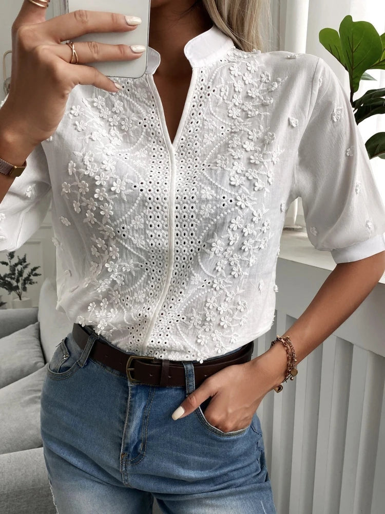 Élise™ | Mila Blouse with Delicate Embroidery