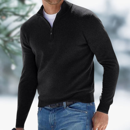 Elijah ™ | Fine-Knit Men's Sweater with Quarter Zip