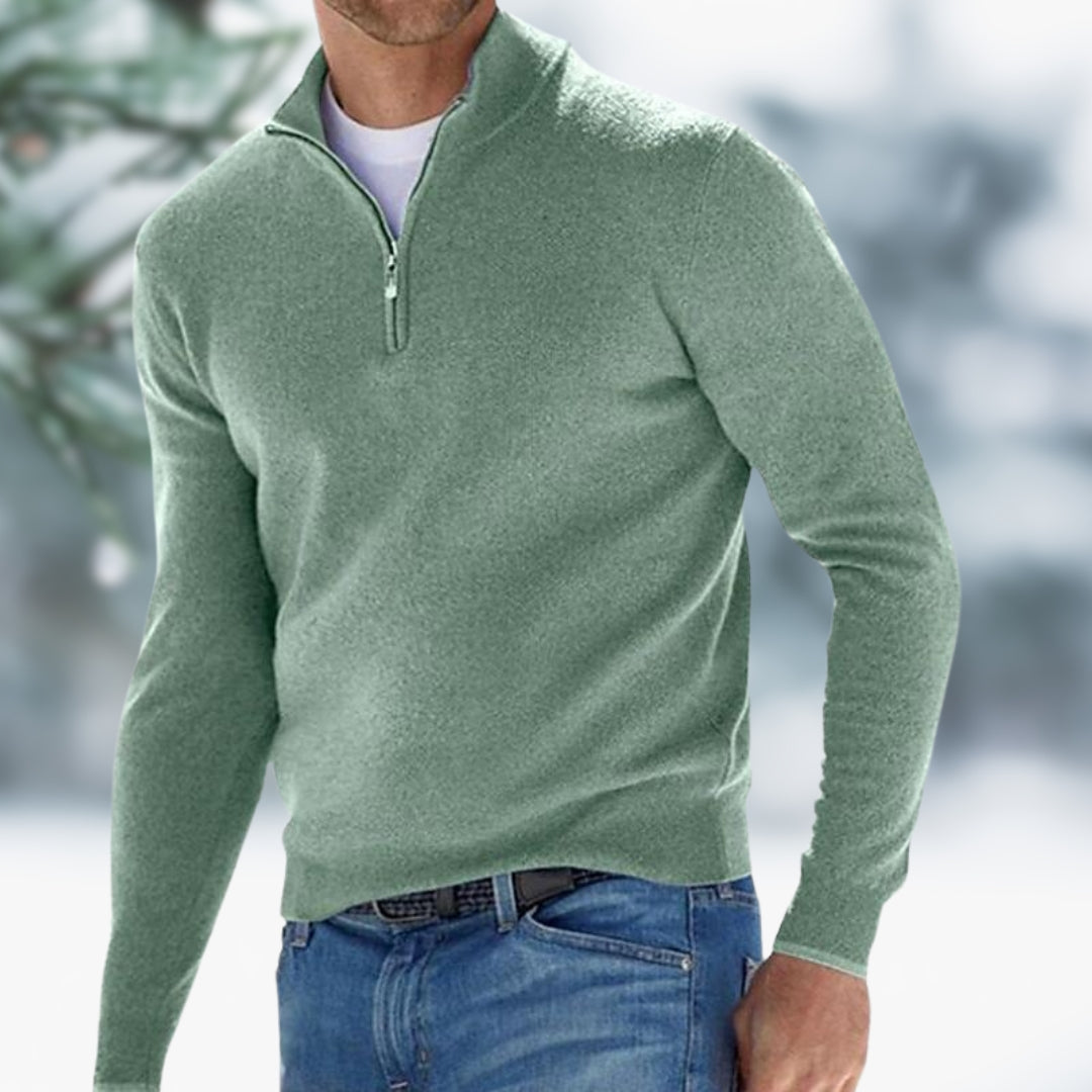 Elijah ™ | Fine-Knit Men's Sweater with Quarter Zip