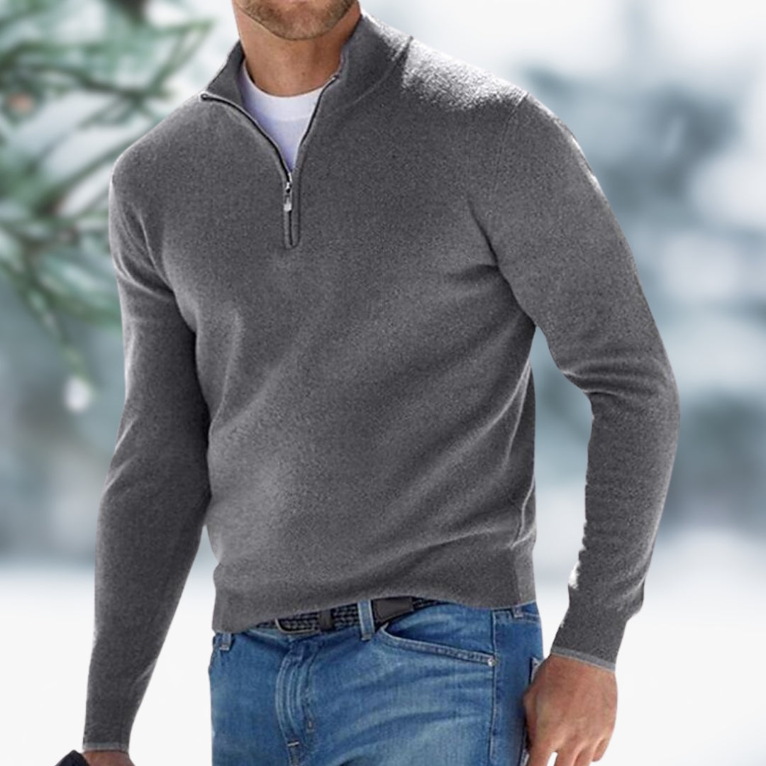 Elijah ™ | Fine-Knit Men's Sweater with Quarter Zip