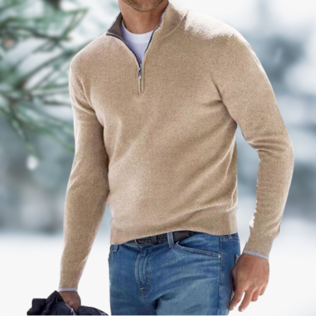 Elijah ™ | Fine-Knit Men's Sweater with Quarter Zip