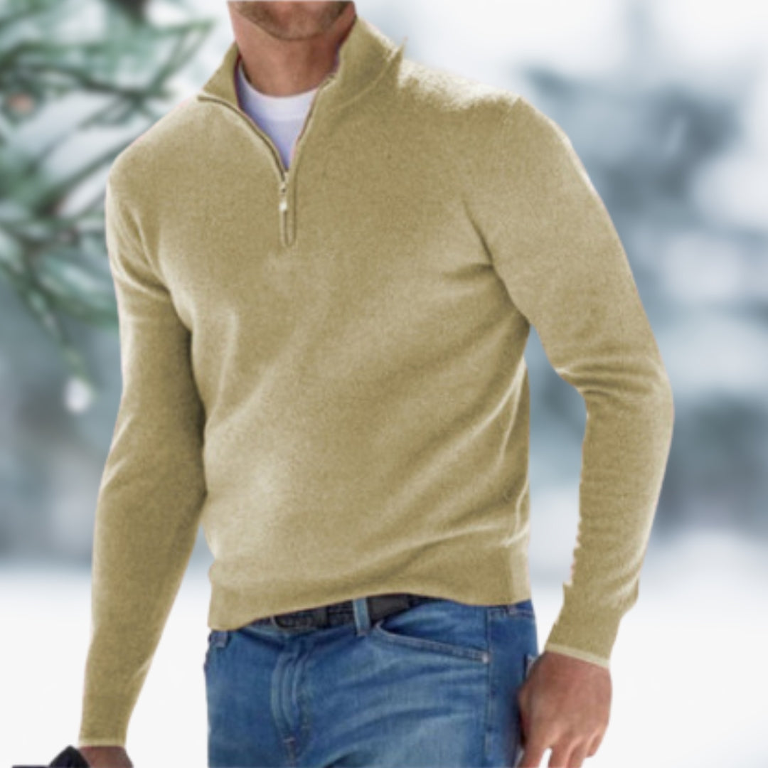 Elijah ™ | Fine-Knit Men's Sweater with Quarter Zip