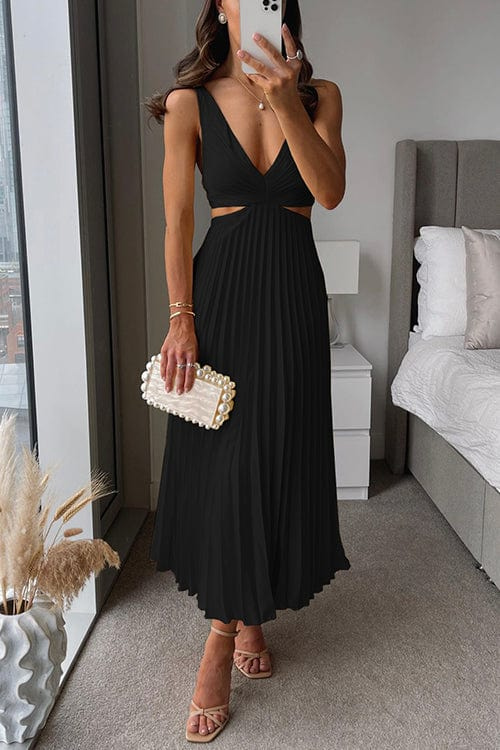 Aria™ | Timeless Pleated Cut-Out Dress