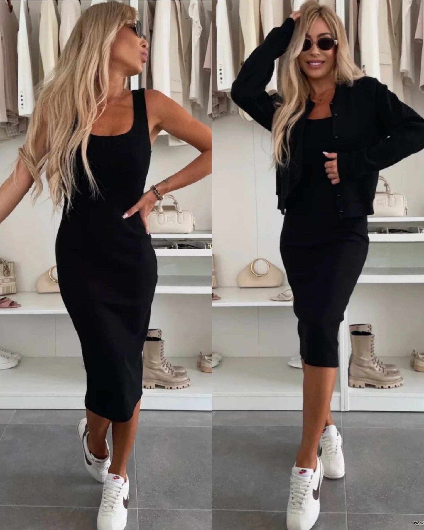 Karin™ | Ribbed Midi Dress & Bomber Jacket Set
