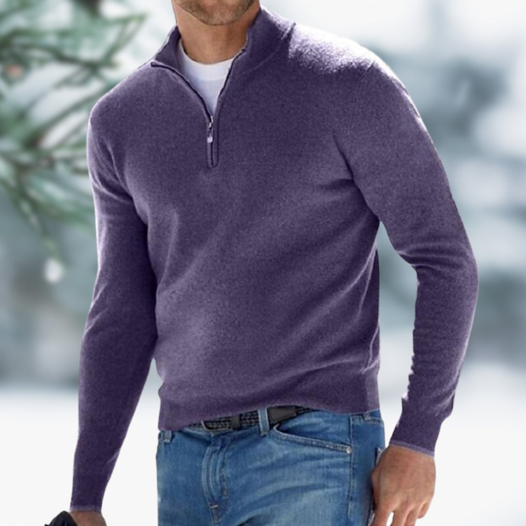 Elijah ™ | Fine-Knit Men's Sweater with Quarter Zip