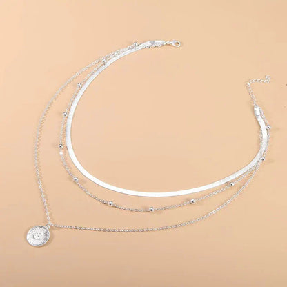 Ella™ | Silver Three-Layer Round Necklace
