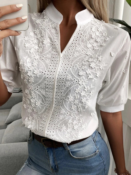 Élise™ | Mila Blouse with Delicate Embroidery