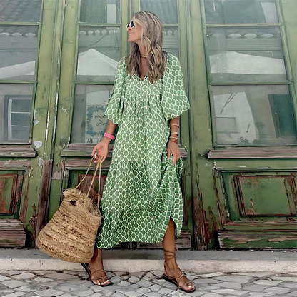 Mabel™ | Breezy High-Low Geometric Print Dress
