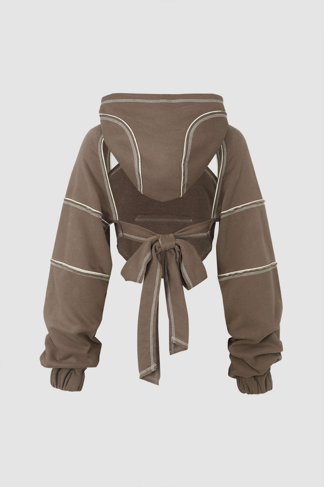 Mocha™ | Topstitching Cut-Out Hoodie