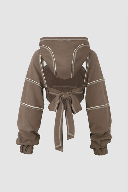 Mocha™ | Topstitching Cut-Out Hoodie